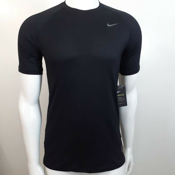 Nike Pro Breathe Men’s Short Sleeve Training Top Shirt Black Sz M - Picture 1 of 7